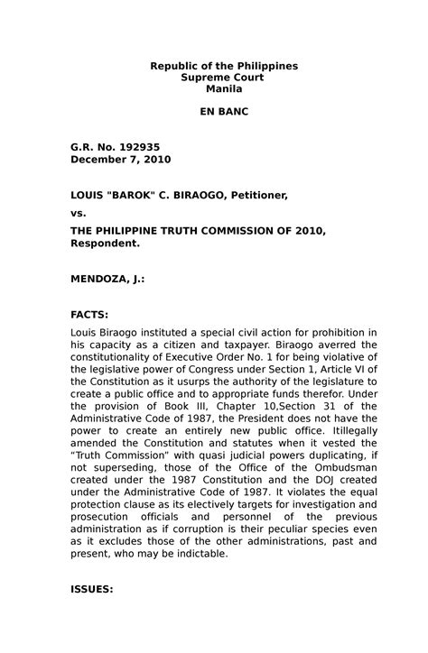 Biraogo v. Philippine Truth Commission .